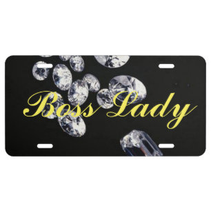 Boss Lady Diamonds Aluminum License Plate