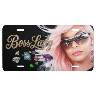 Boss Lady Diamonds Aluminum License Plate