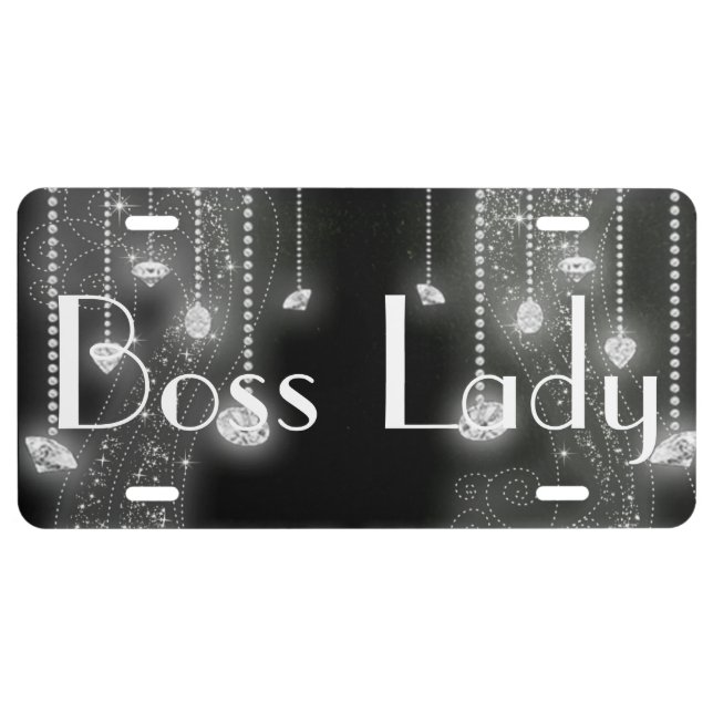 Boss Lady Diamonds Aluminum License Plate (Front)