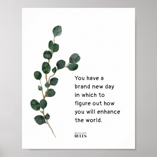 Boss Lady Eucalyptus Leaves Motivational Quote Poster