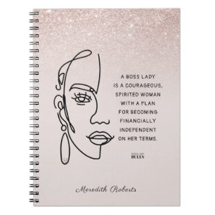 Boss Lady Face Rose Gold Ombre Motivational Quote  Notebook