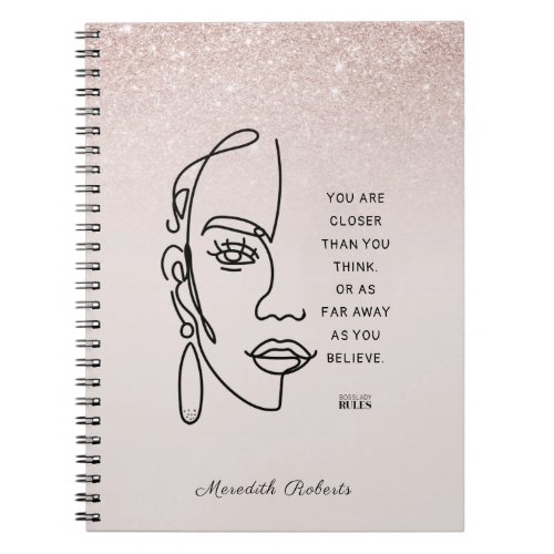 Boss Lady Face Rose Gold Ombre Motivational Quote  Notebook