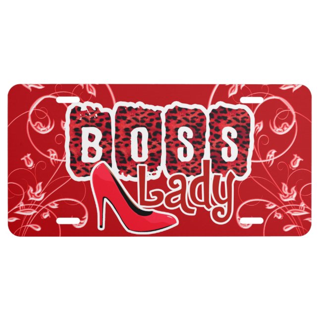 Boss Lady Floral High Heel License Plate (Front)