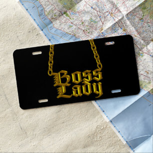 Boss Lady Gold Chain Design License Plate