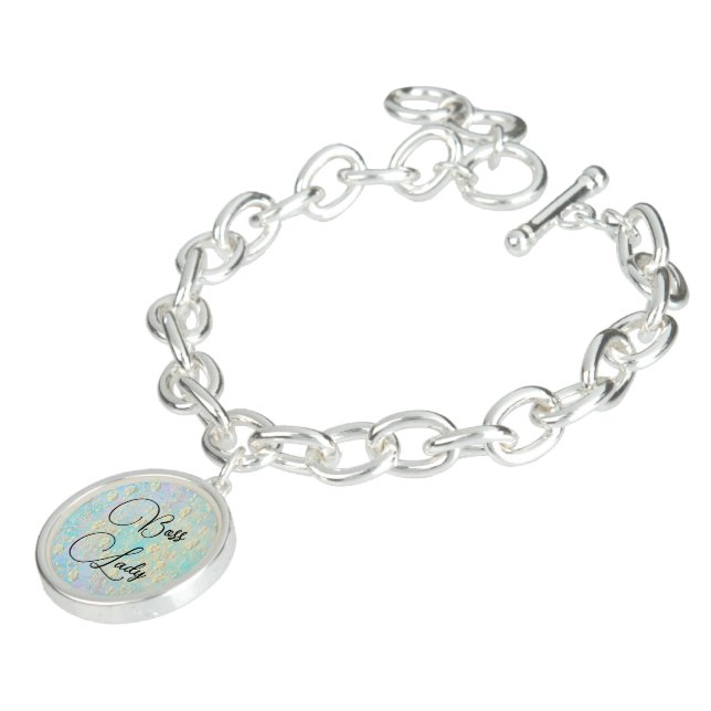 Boss Lady Gold Floral on Pastels Charm Bracelet (Side)