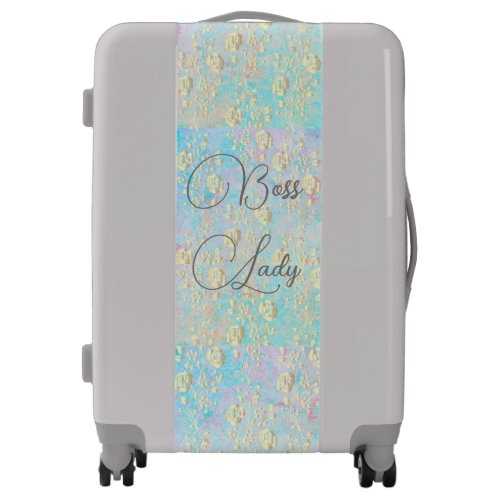 Boss Lady Gold Floral on Pastels Womens Luggage