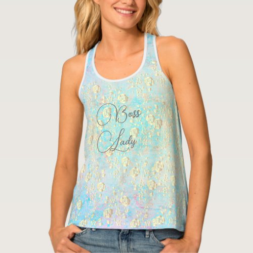 Boss Lady Gold Floral on Pastels Womens Tank Top