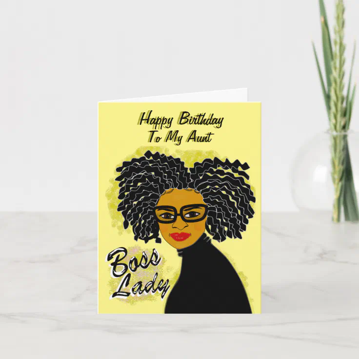 Boss Lady Happy Birthday Aunt African American Card | Zazzle