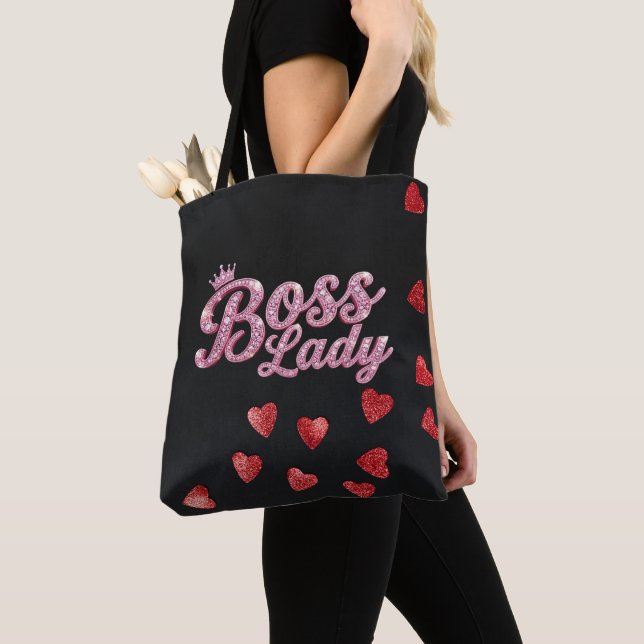 Boss Lady Hearts All-Over-Print Tote Bag (Close Up)