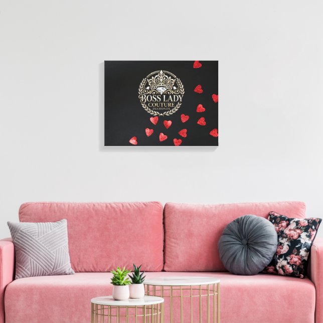 Boss Lady Hearts Stretched Canvas Print (Insitu(LivingRoom))