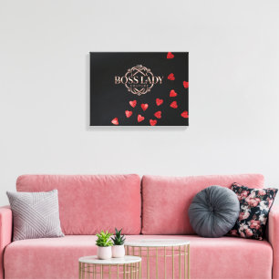 Boss Lady Hearts Stretched Canvas Print