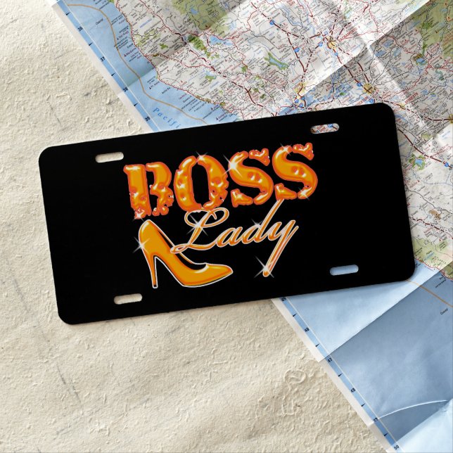 Boss Lady High Heel Shoe Vanity License Plate (In Situ)
