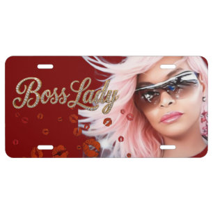 Boss Lady Kisses Aluminum License Plate