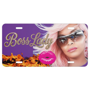 Boss Lady Kisses Aluminum License Plate