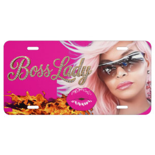 Boss Lady Kisses Aluminum License Plate