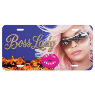 Boss Lady Kisses Aluminum License Plate