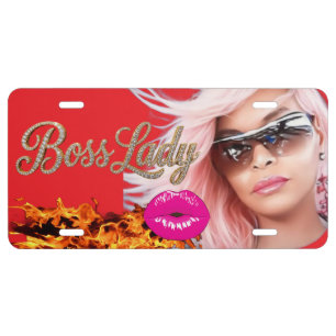 Boss Lady Kisses Aluminum License Plate