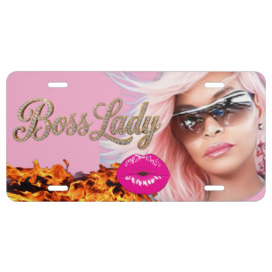 Boss Lady Kisses Aluminum License Plate