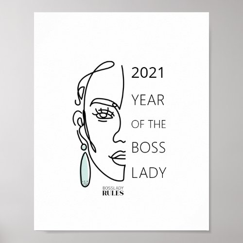 Boss Lady Line Art Face Typography Motivational Poster