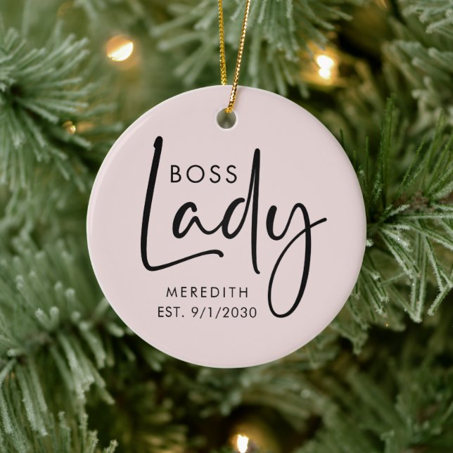 Boss Lady Logo Blush Pink Personalized Ceramic Ornament (Tree)