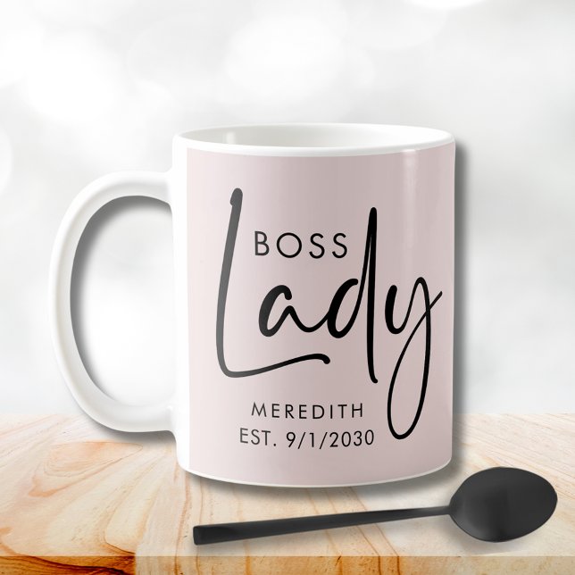 Boss Lady Logo Blush Pink Personalized Coffee Mug (Boss Lady Logo Blush Pink Personalized Coffee Mug)