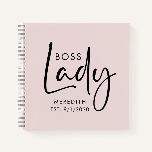 Boss Lady Logo Blush Pink Personalized Notebook (Front)