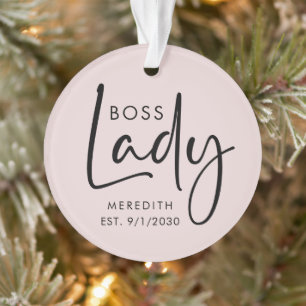 Boss Lady Logo Blush Pink Personalized Ornament