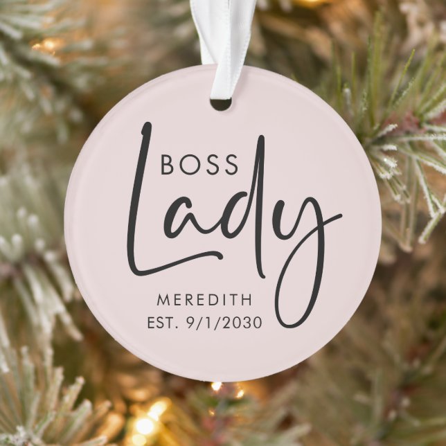 Boss Lady Logo Blush Pink Personalized Ornament (Tree)