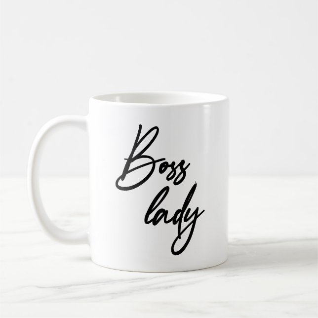 Boss Lady Modern handlettering script  Coffee Mug (Left)