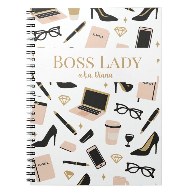 Boss Lady Notebook – Custom Name Gift for Women (Front)