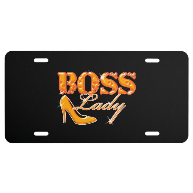 Boss Lady Orange High Heel Shoe Vanity Plate (Front)