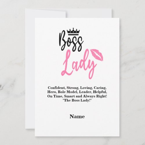 Boss Lady Personalized Name Gift For Her Holiday Card