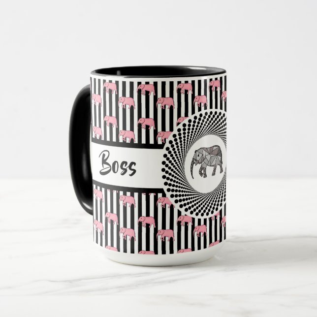 Boss Lady Pink Elephants Ringer 15oz Mug (Front Left)