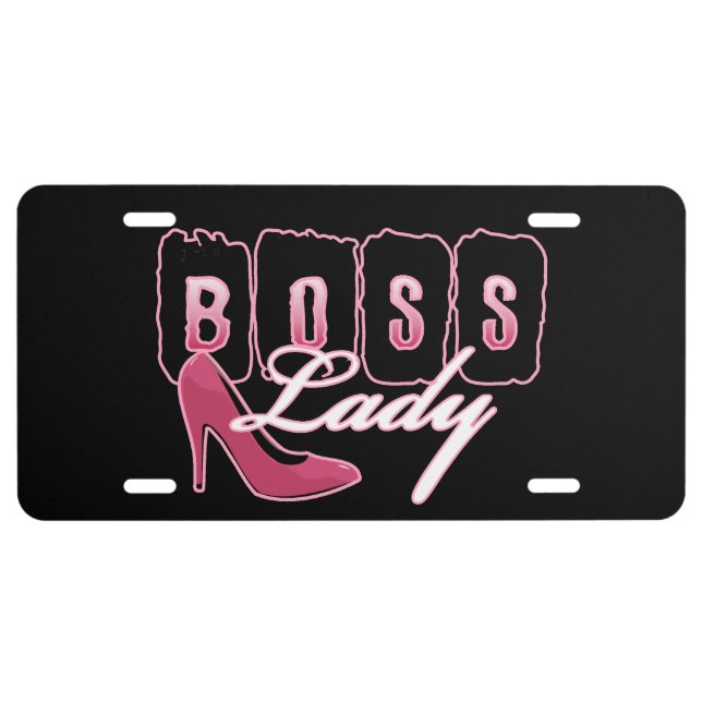 Boss Lady Pink High Heel License Plate (Front)