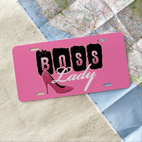 Boss Lady Pink High Heel License Plate