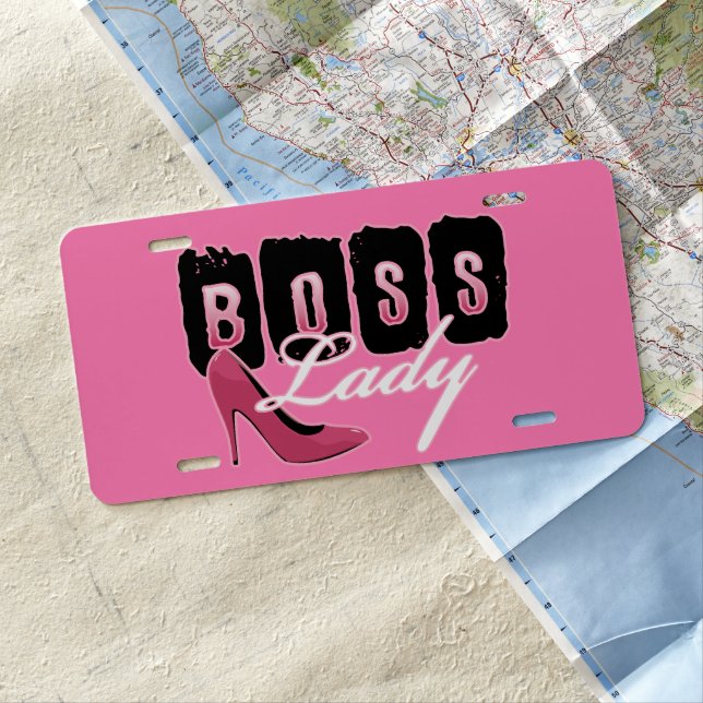Boss Lady Pink High Heel License Plate (In Situ)