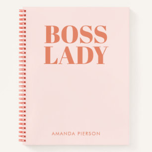 Boss Lady Pink Red Retro Calligraphy  Notebook