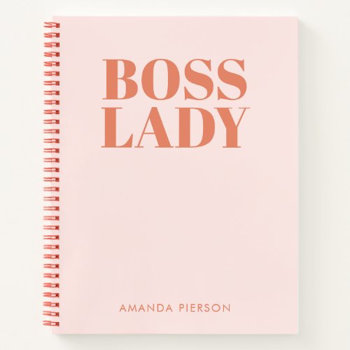 Boss Lady Pink Red Retro Calligraphy  Notebook