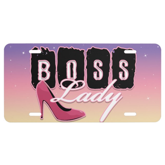 Boss Lady Pink Sunset High Heel License Plate (Front)