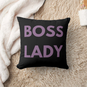 Boss Lady Purple Letters Throw Pillow