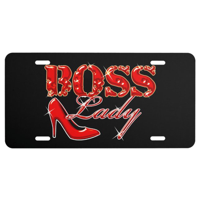 Boss Lady Red High Heel License Plate (Front)