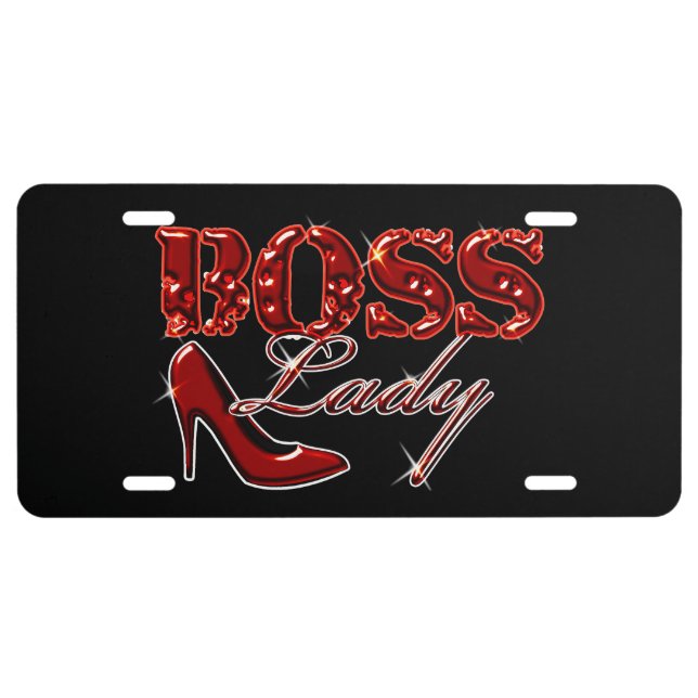 Boss Lady Red High Heel Shoe Vanity License Plate (Front)