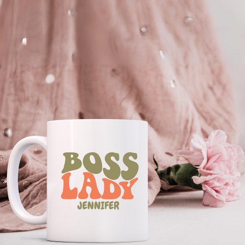 Boss Lady Retro Personalized Coffee Mug