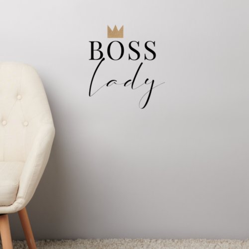 Boss Lady Rose Gold Glitter Crown Wall Decal