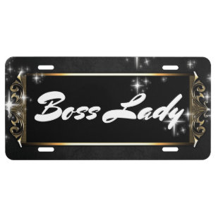 Boss Lady Sparkle Aluminum License Plate