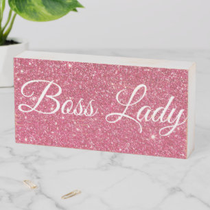 Boss Lady Sparkle Home Decor Wooden Box Sign