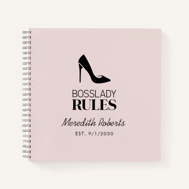 Boss Lady Stiletto Logo Blush Personalized Notebook (Front)