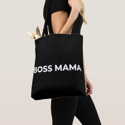 BOSS MAMA Tote Bag White Black Simplistic Luxury