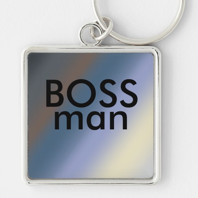 BOSS man key-ring Silver/steal blue blends Keychain (Front)