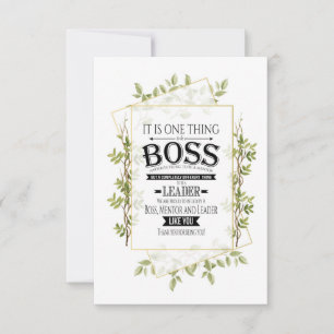 Boss Mentor Leader Greenery Gold Geometric Card